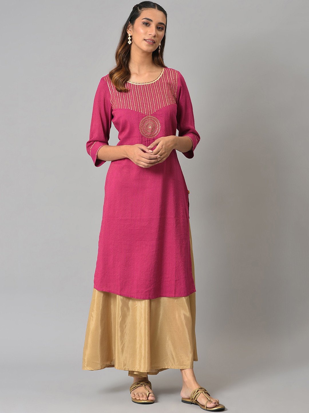 AURELIA Ethnic Motifs Printed Indie Prints Straight Kurta