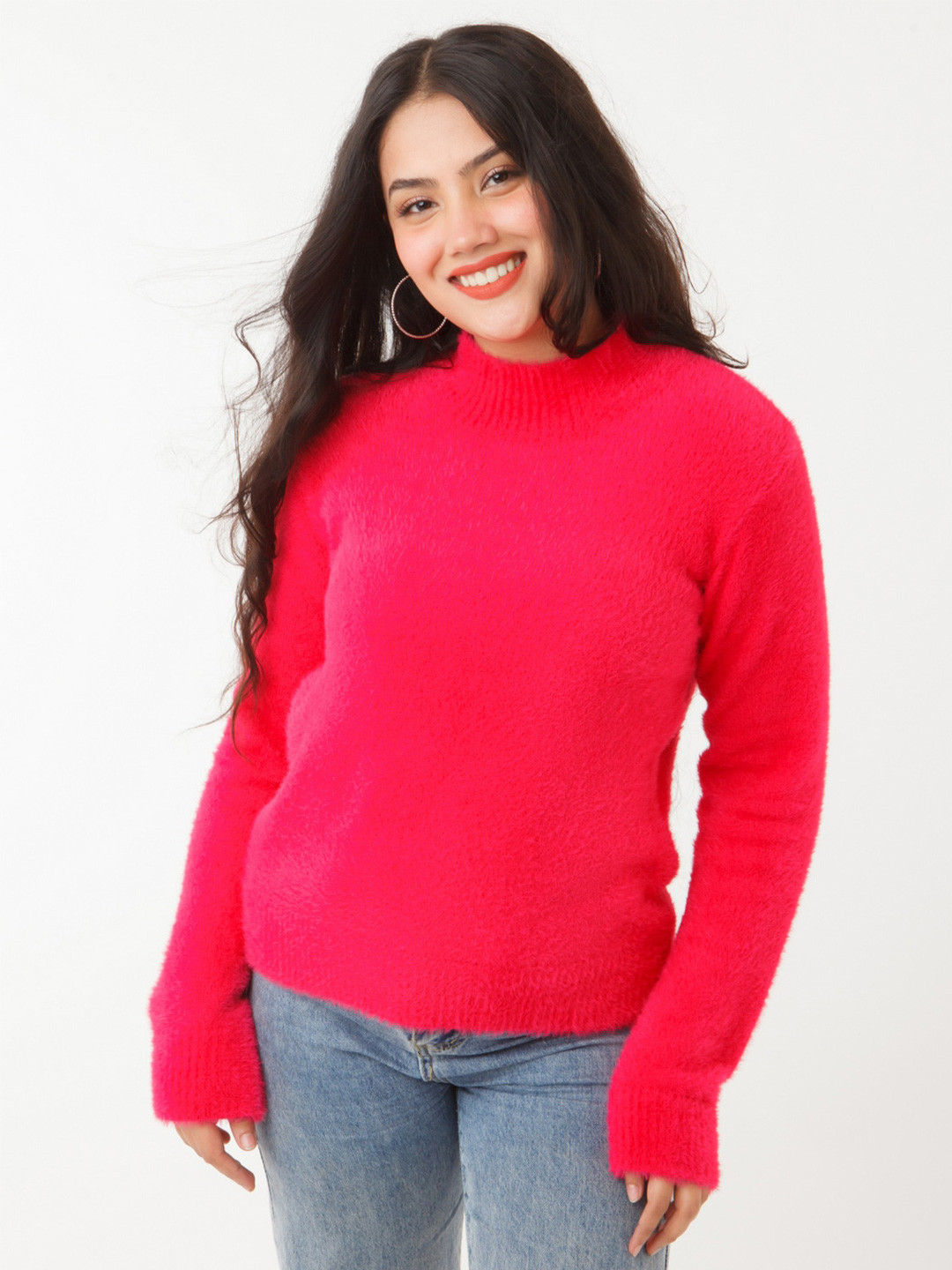 Zink London Women Turtle Neck Long Sleeve Acrylic Pullover