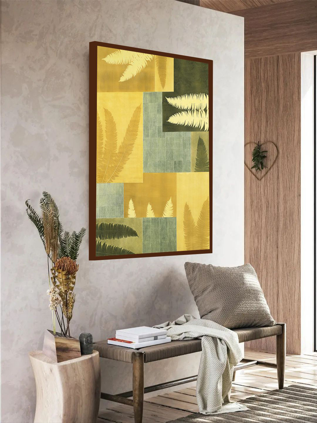 The Art House Yellow & Green Abstract Printed Framed Wall Art