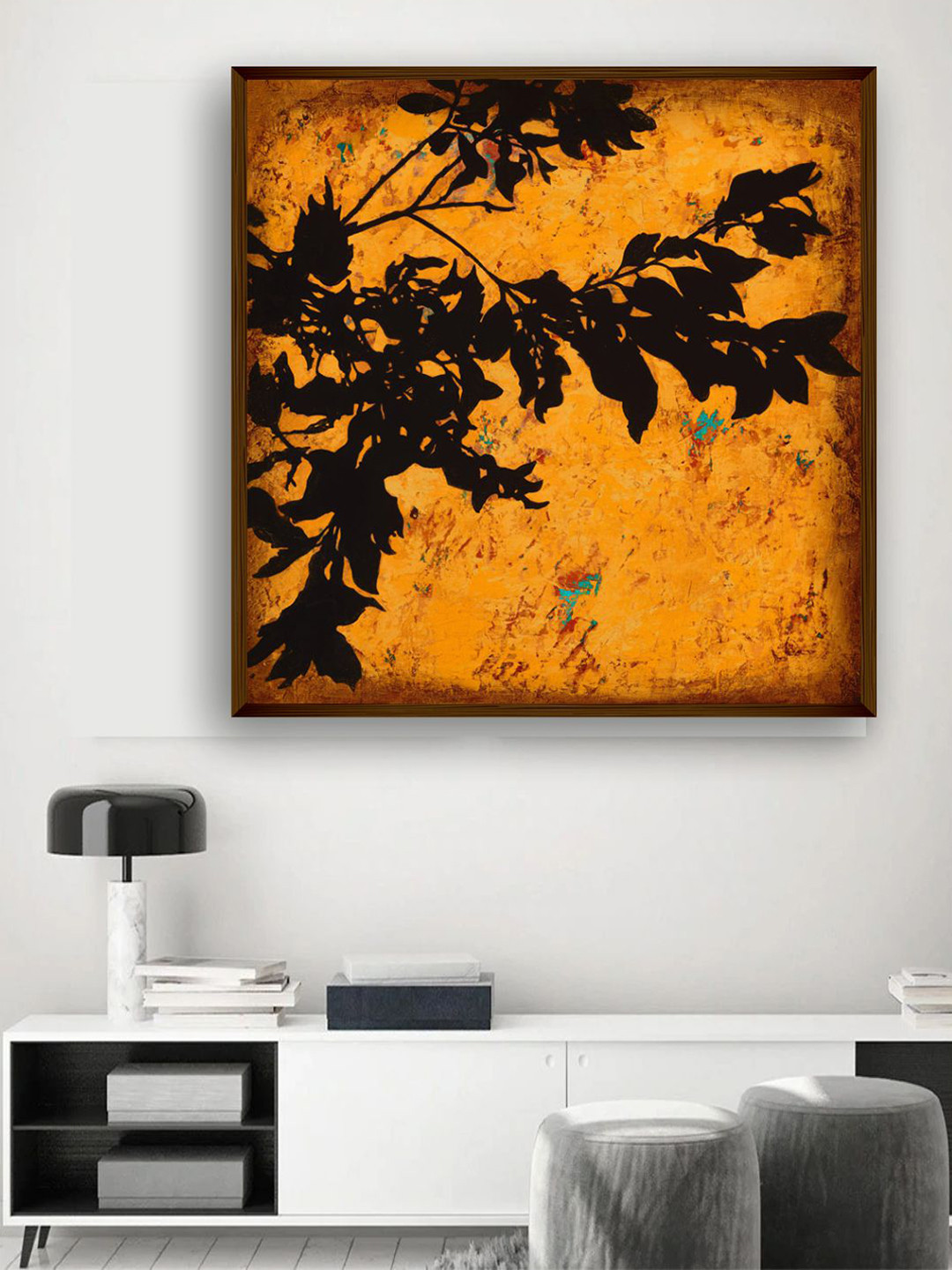 The Art House Yellow & Black Abstract Canvas Painting Frame