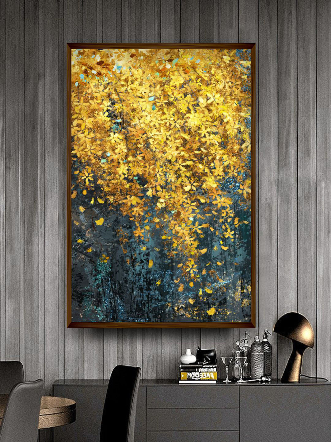 The Art House Yellow & Blue Flower Painted Wall Art