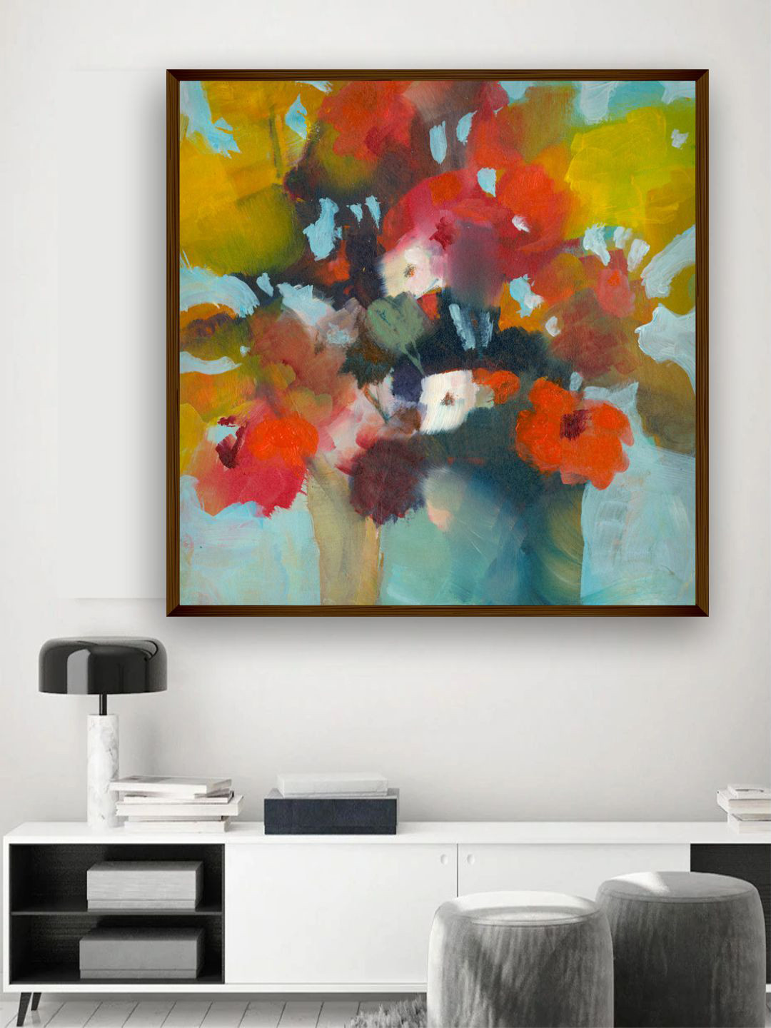 The Art House Red and Green Abstract Painting Wall Art