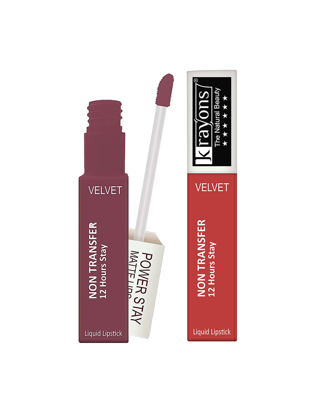 krayons Power Stay Non-Transfer   Matte Liquid Lipstick 4ml Each - Burnt Orange & Mauve Glaze