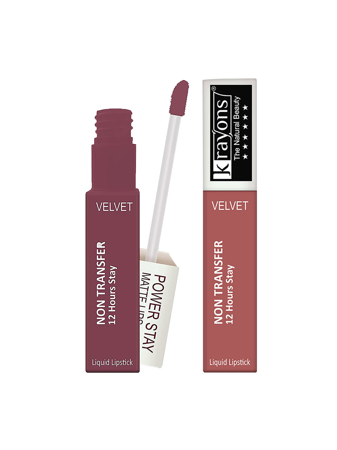 krayons Power Stay Non-Transfer   Matte Liquid Lipstick 4ml Each - Wow Nude 23 & Mauve Glaze 21