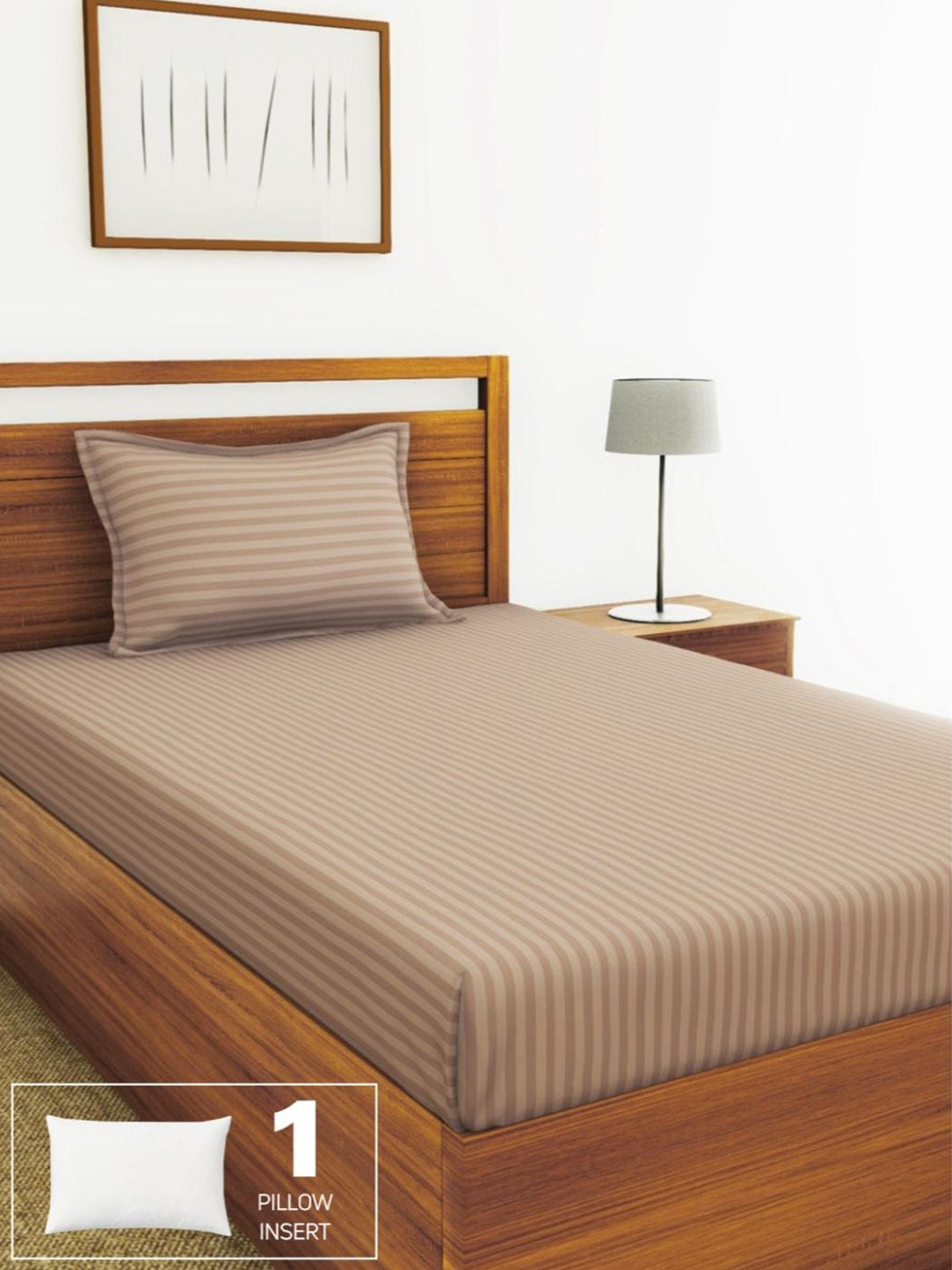 BIANCA Assorted Striped 210 TC Cotton Single Bedsheet with 1 Pillow Covers