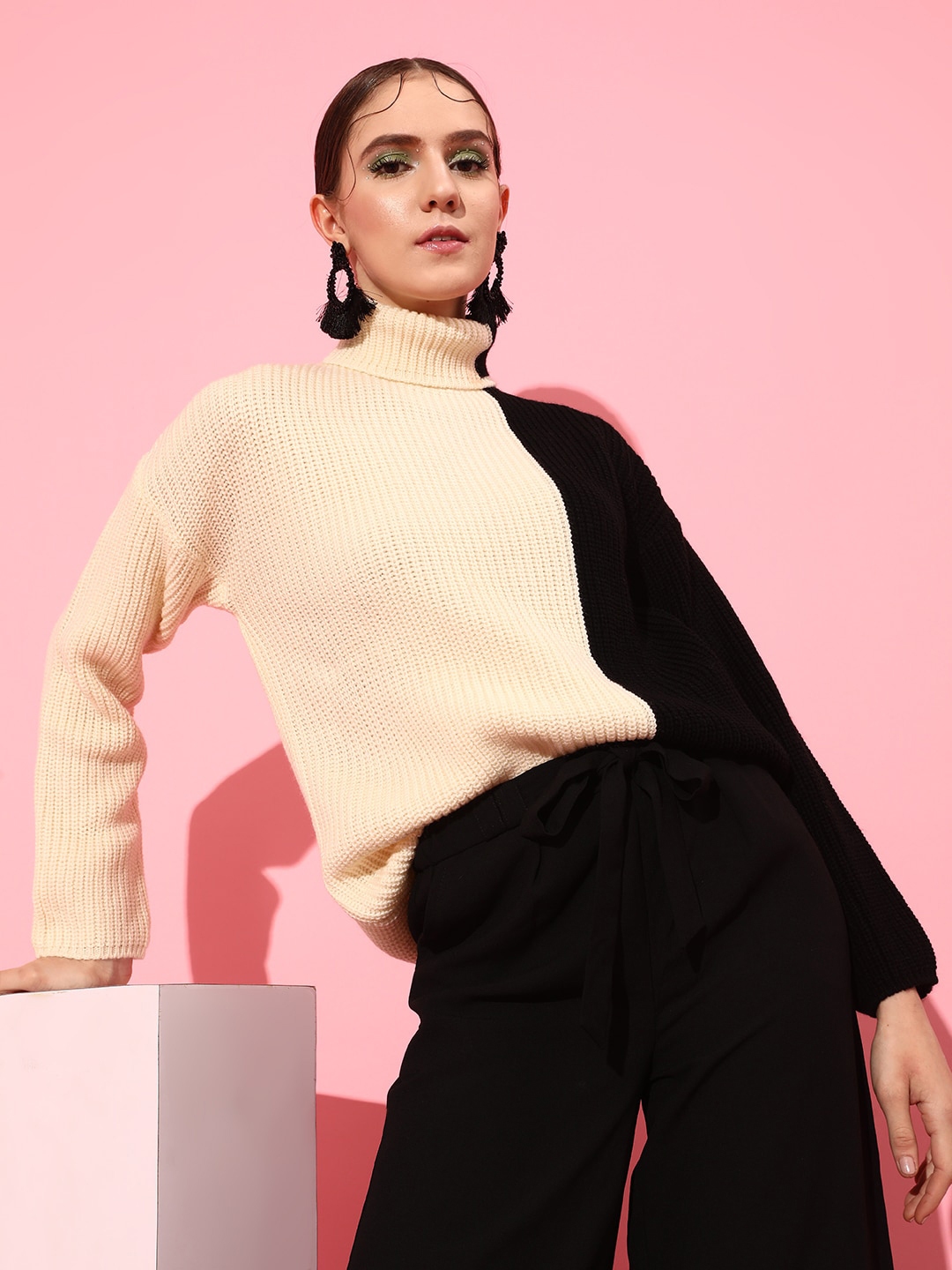 STREET 9 Women Acrylic Colourblocked Pullover - Sweaters for Women 21110442 | Myntra