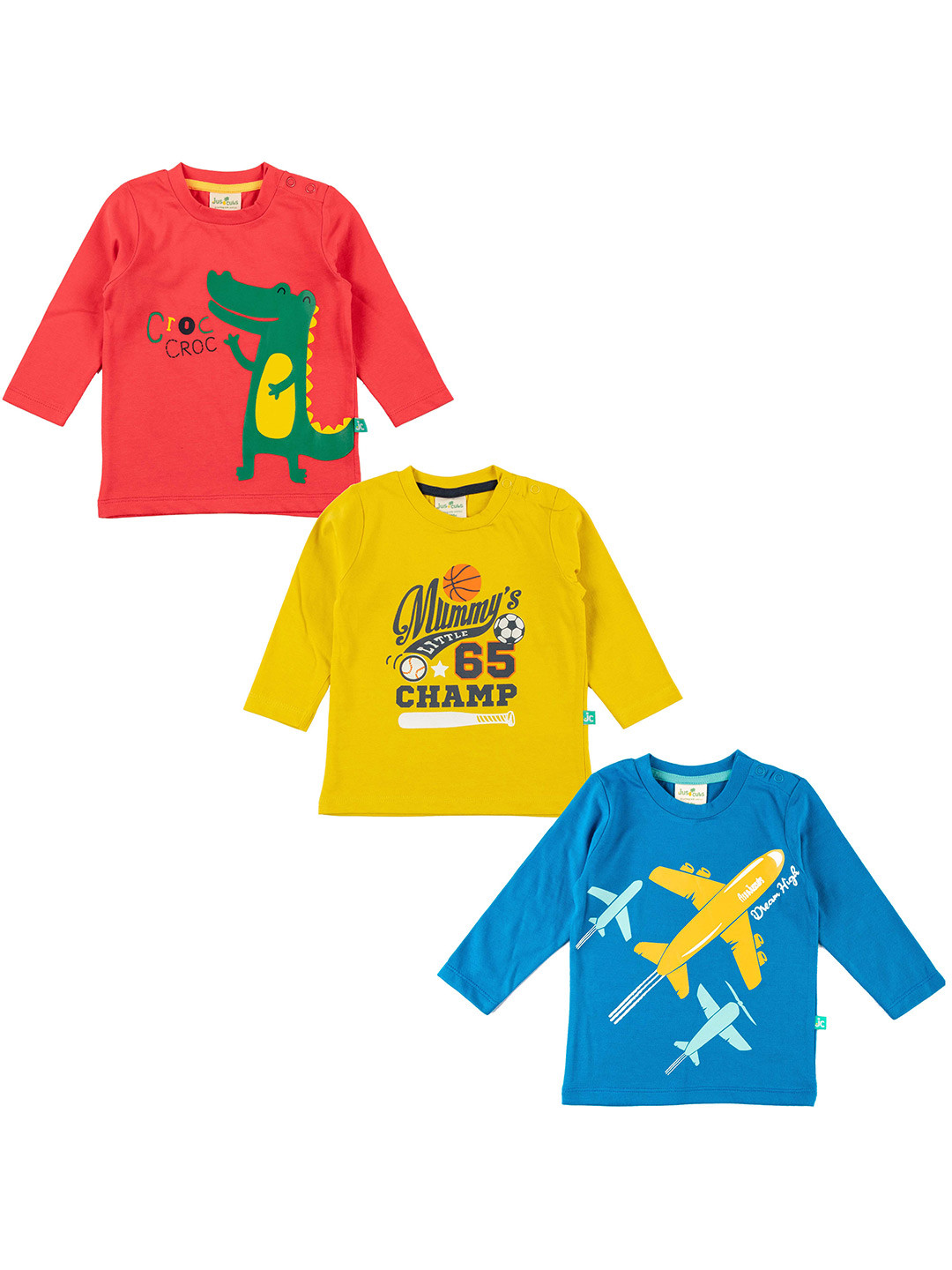 JusCubs Pack Of 3 Printed Cotton T-shirt