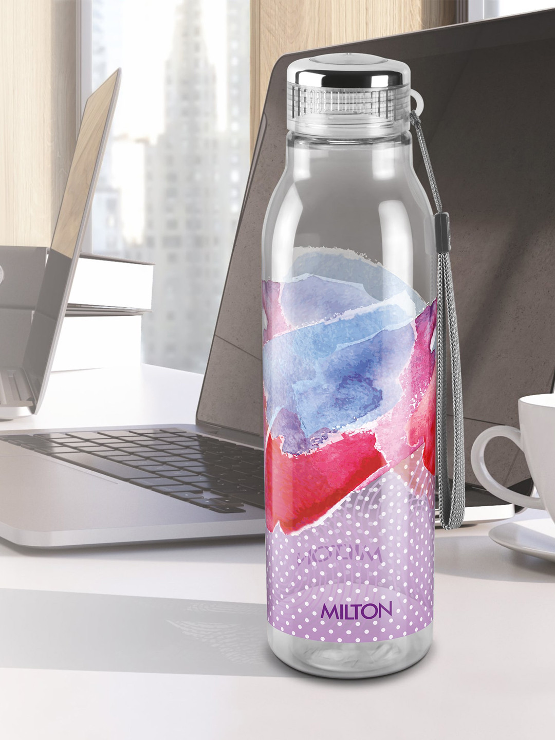 Milton Helix Purple Abstract Plastic Spill Proof 6 Piece Water Bottle - 1L