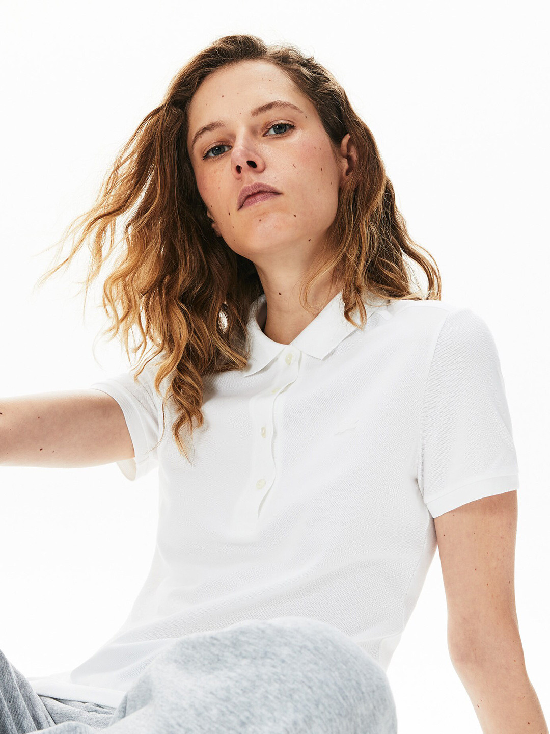 Lacoste Women Polo Collar Slim Fit Cotton T-shirt