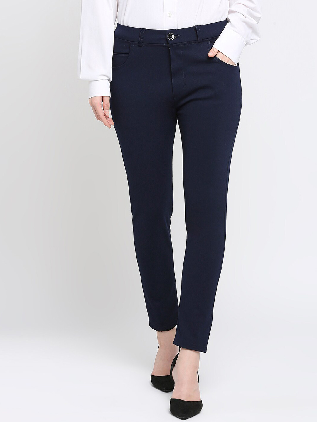 Smarty Pants Women  Sharp Slim Fit High-Rise Lint Free Trousers