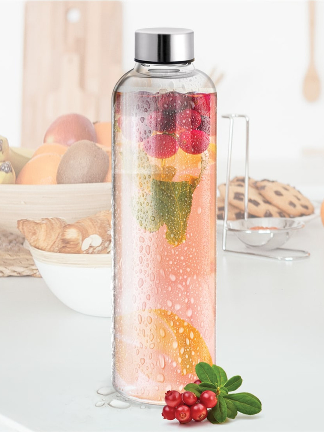 Treo Clarion Transparent Solid Glass Spill Proof Water Bottle - 760ml