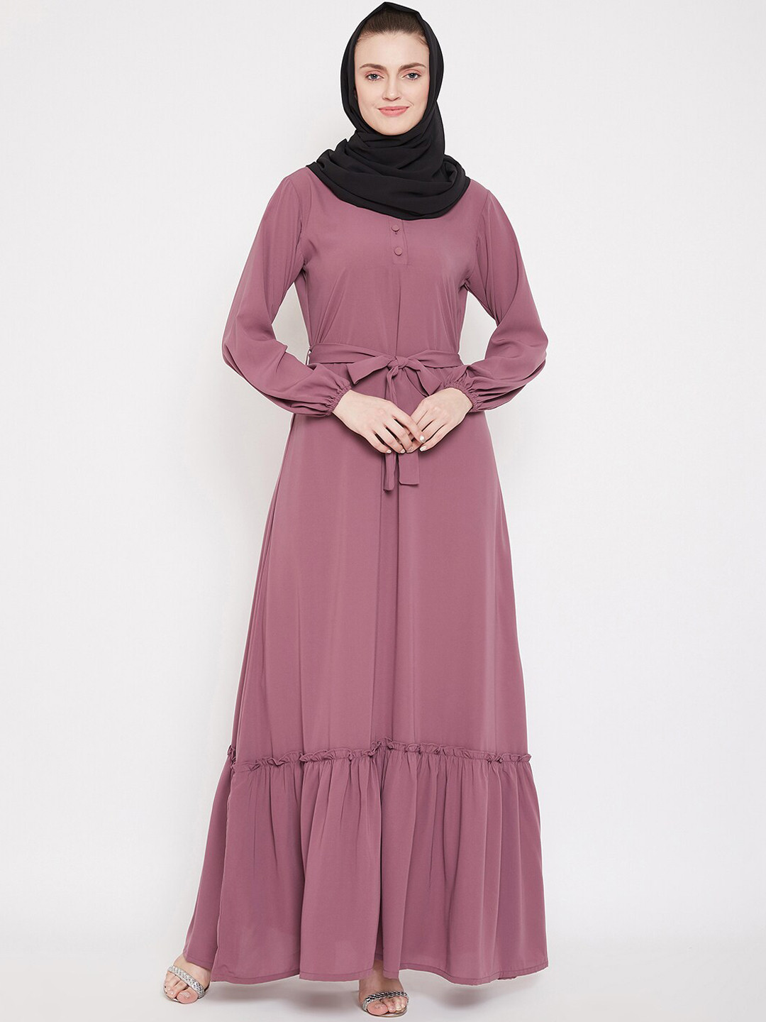 NABIA Round Neck Flared Abaya Burqa