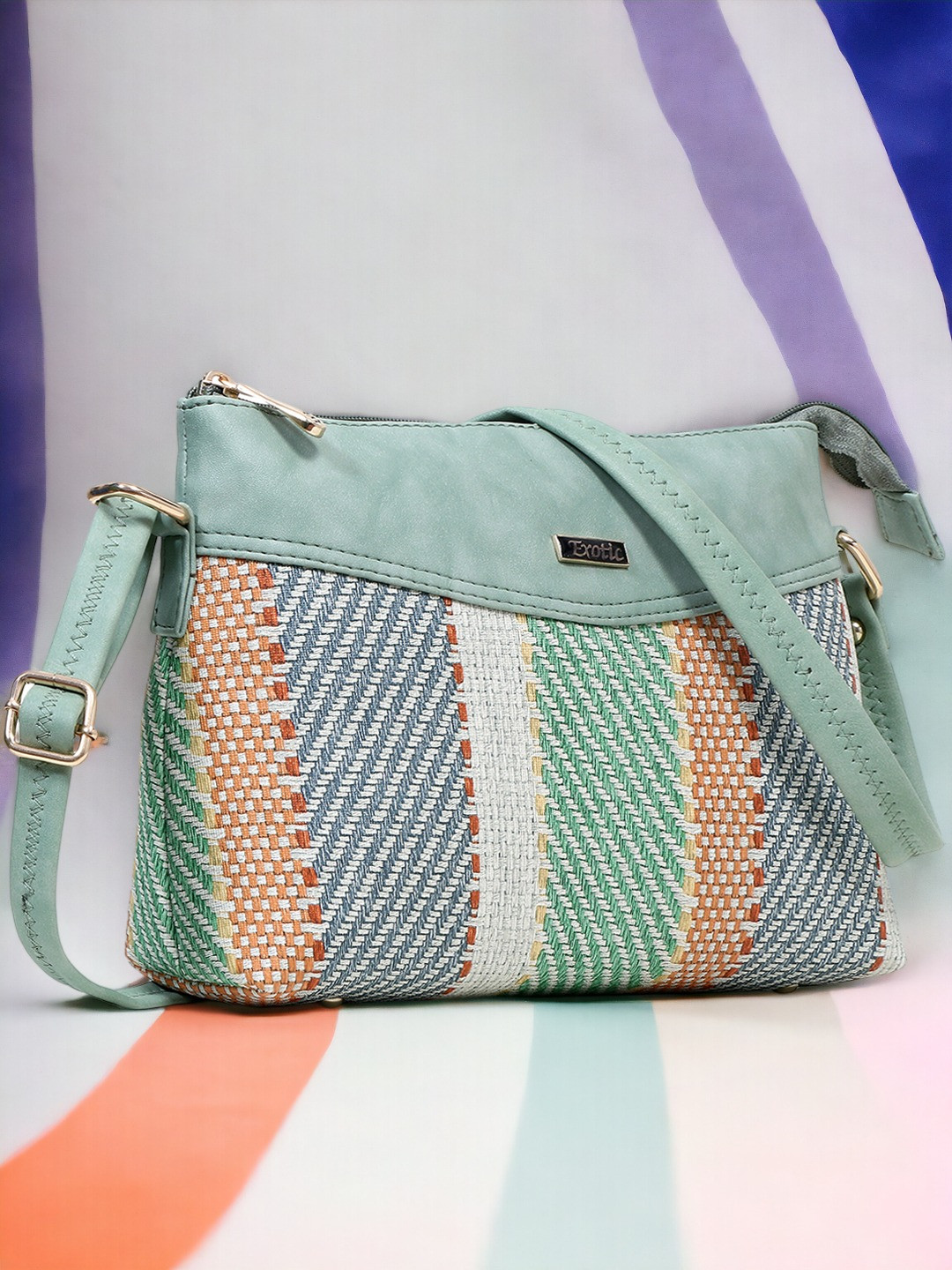 Exotic Striped Structured Sling Bag