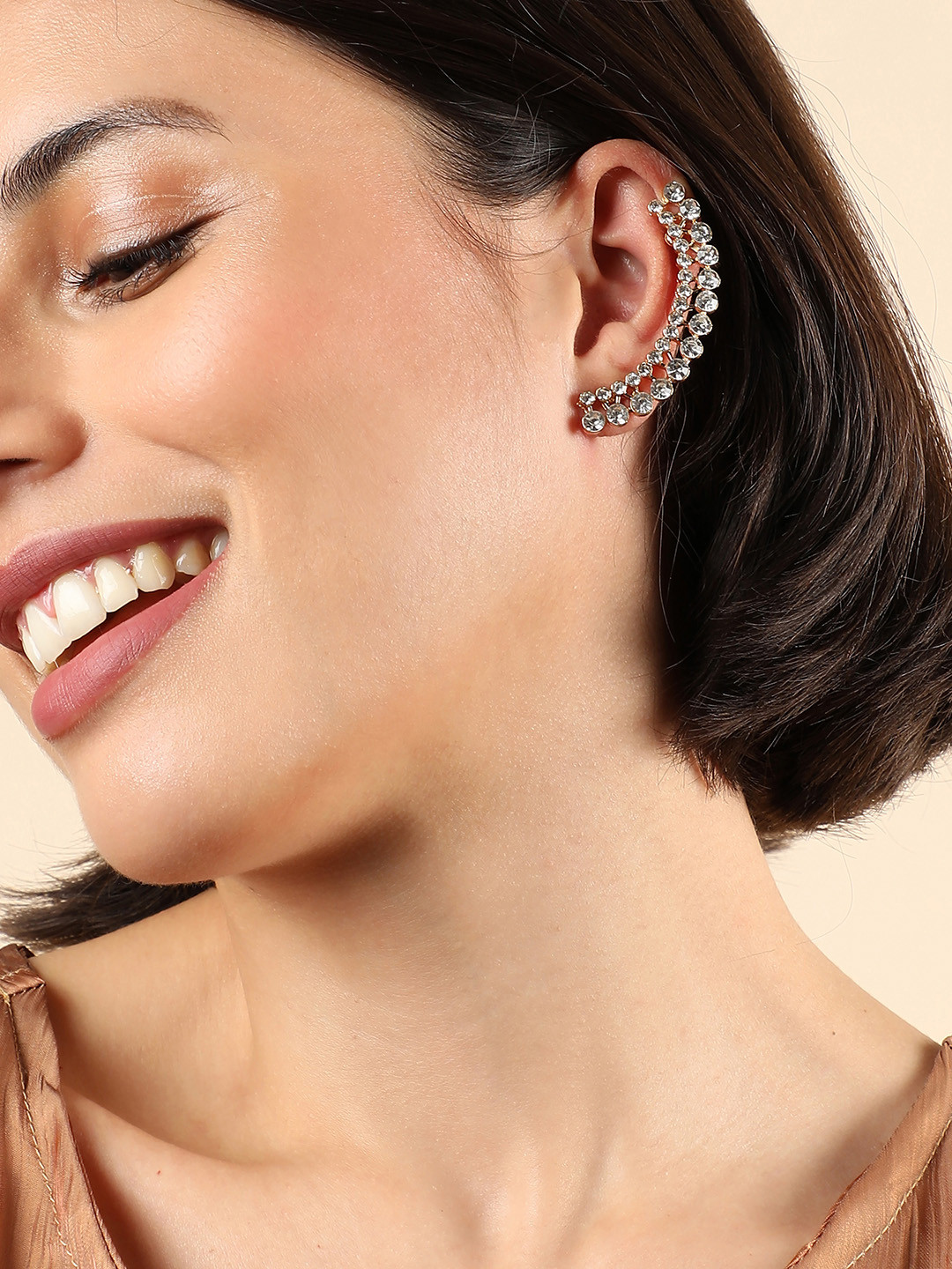SOHI Women Gold-Plated Contemporary Ear Cuff Earrings