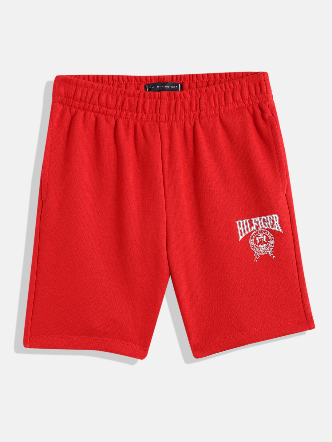 Tommy Hilfiger Boys Brand Logo Print Regular Fit Mid-Rise Knitted Sweat Shorts