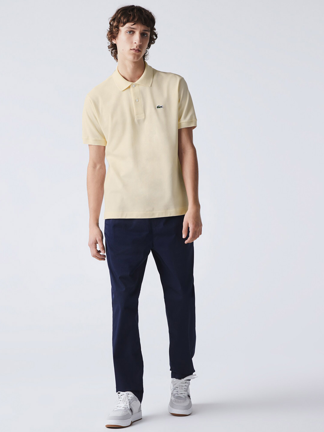 Lacoste Men White Cotton Polo Collar T-shirt