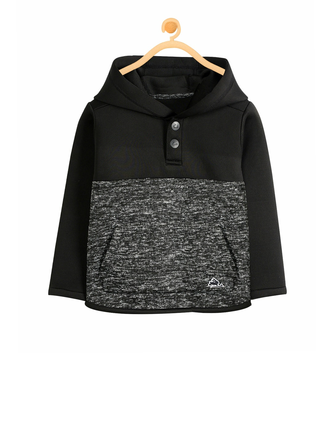Cherry Crumble Kids Black & Grey Colourblocked Hooded Sweatshirt