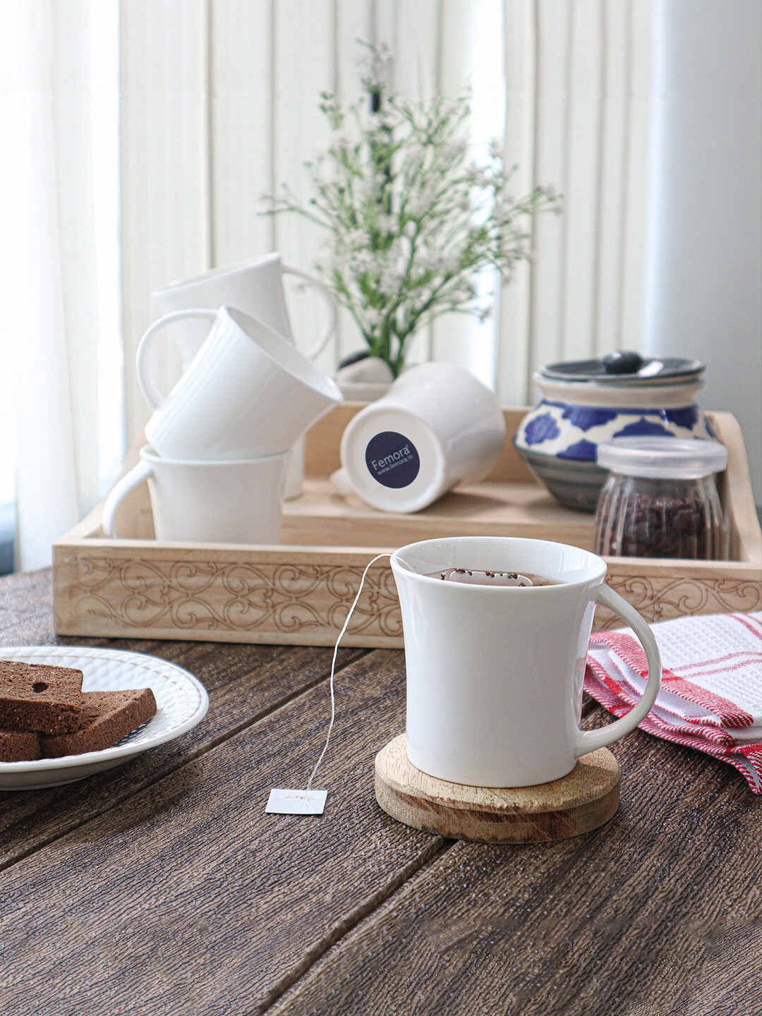 Femora Parthik Name Personalised White Bone China Handmade 6 Piece Cups-160ml