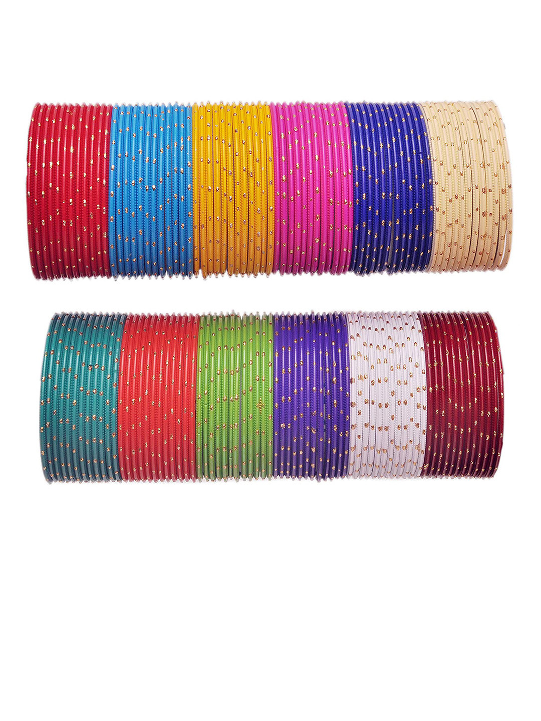 Jewar Mandi Set Of 2 Gold-Plated Meena Worked Bangle Set