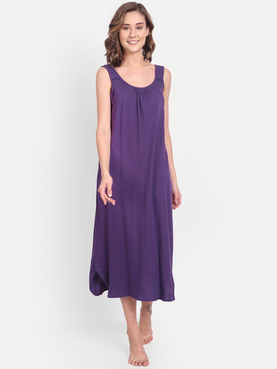 BLAZON Scoop Neck Durable Pure Cotton Nighty Slip
