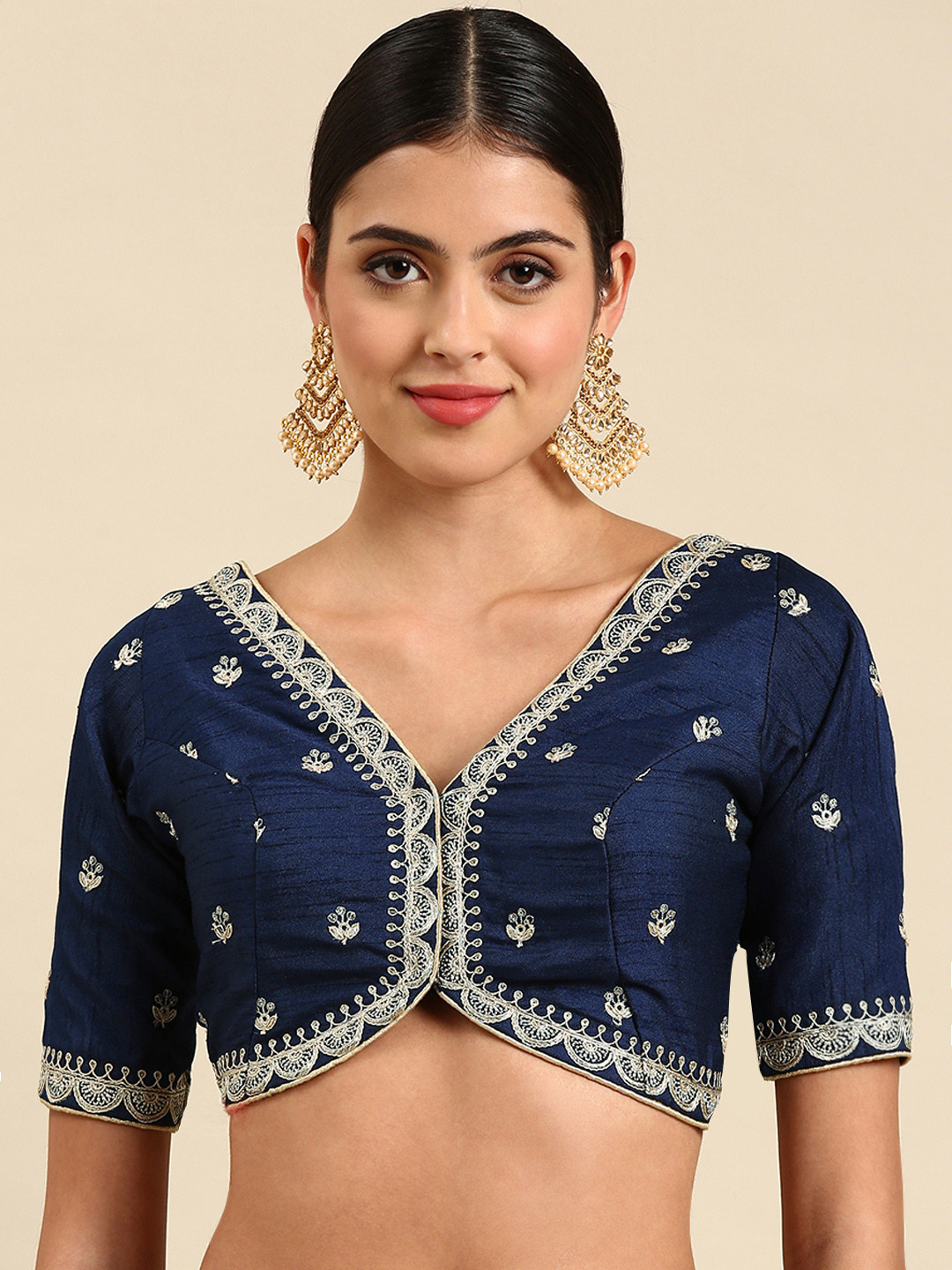 flaher Embroidered Ready To Wear Padded Saree Blouse
