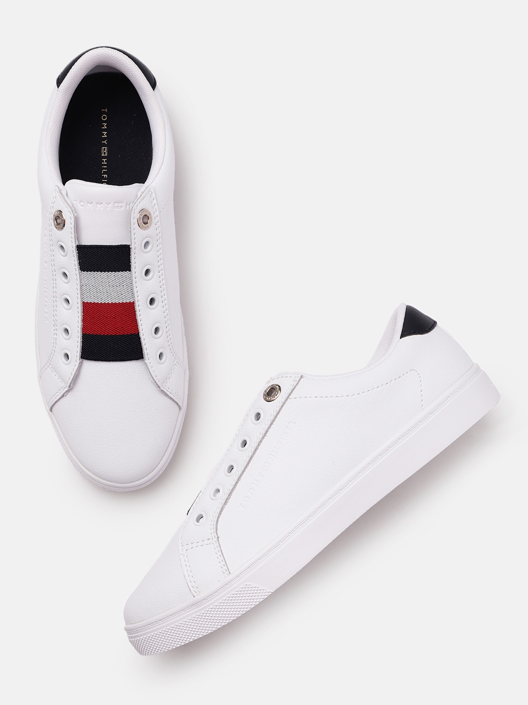 Tommy hilfiger women's leather on sale sneakers