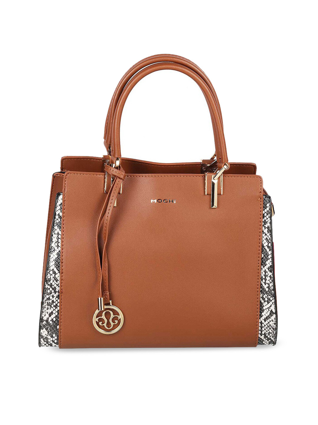 Mochi Animal Printed Structured Handheld Bag with Tasselled