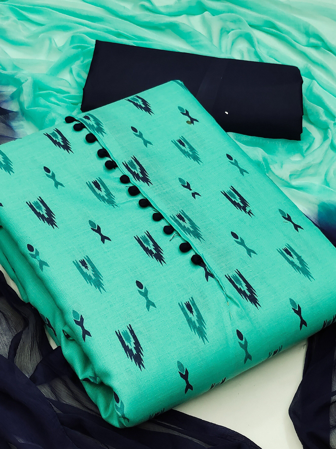 KALINI Geometric Printed Unstitched Salwar Suit Dress Material