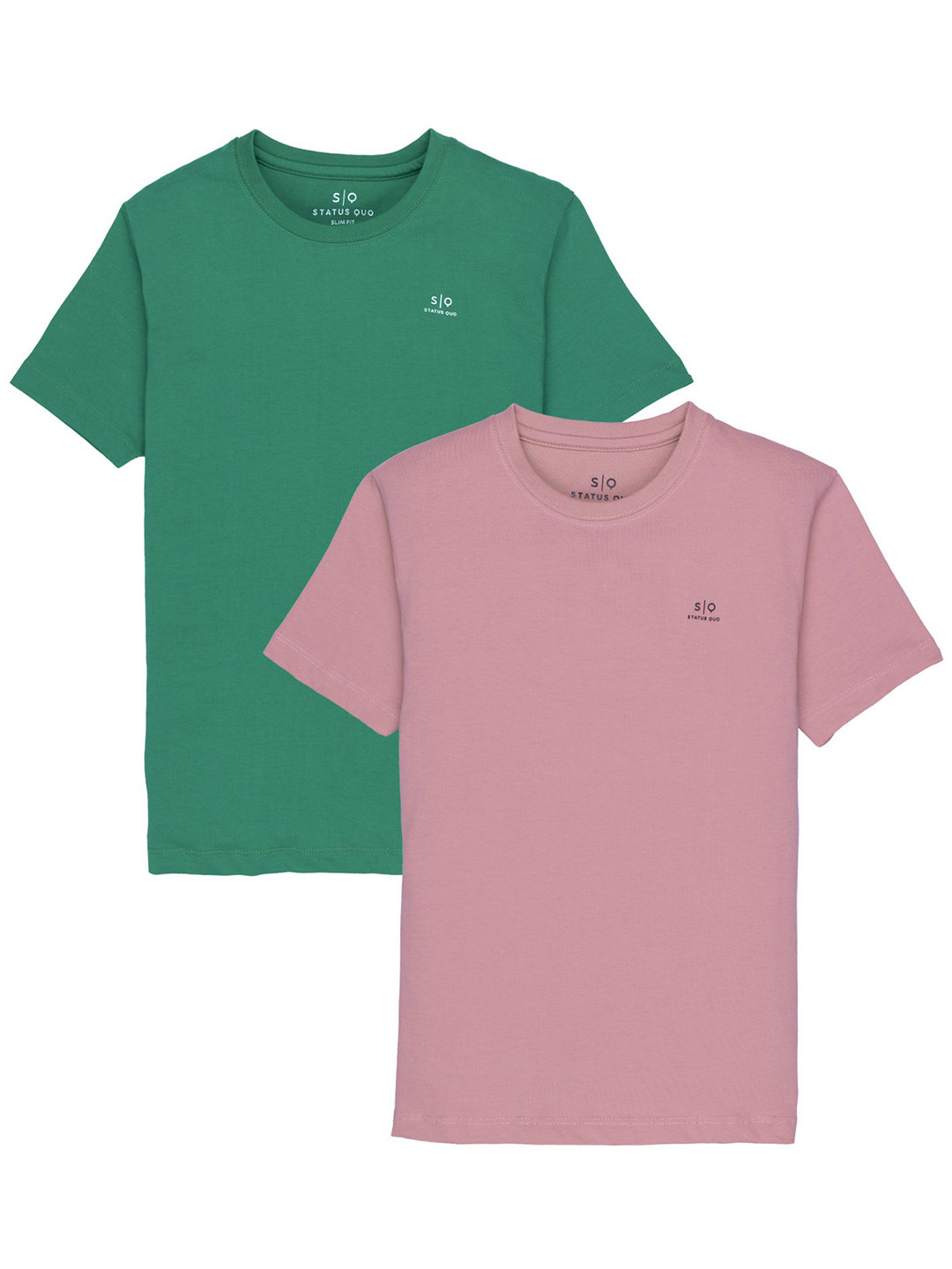 Status Quo Boys Green & Peach-Coloured Cotton T-shirt Pack of 2