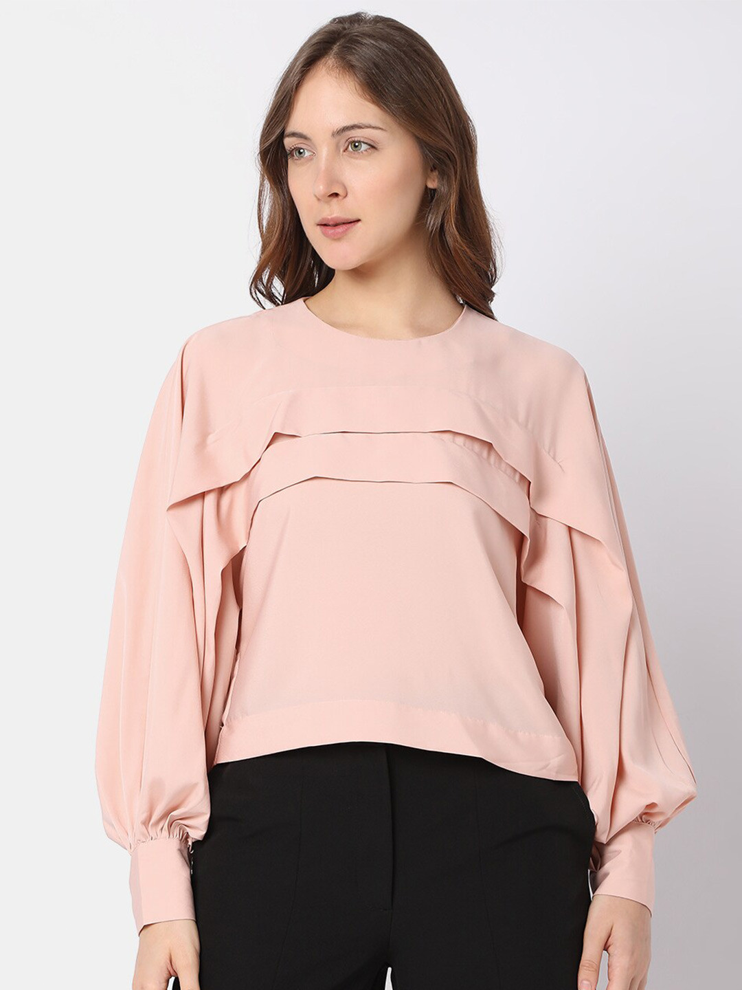 Vero Moda Cream-Coloured Cuffed Sleeved Top