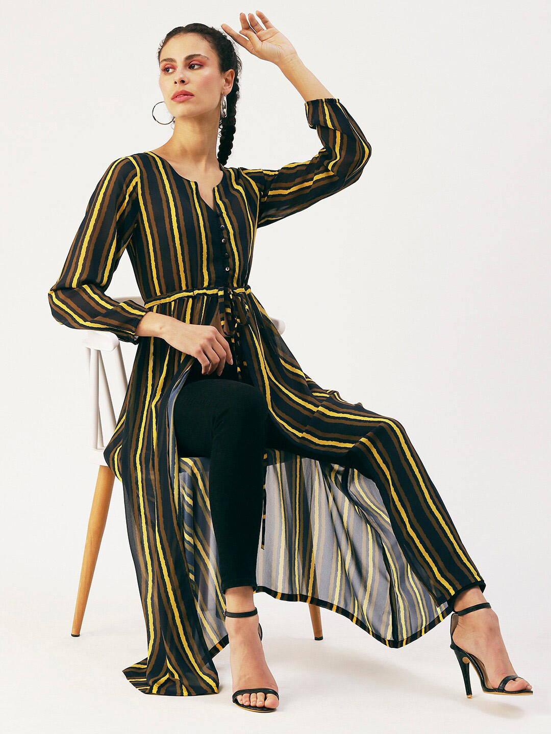 DressBerry Striped Maxi Longline Top