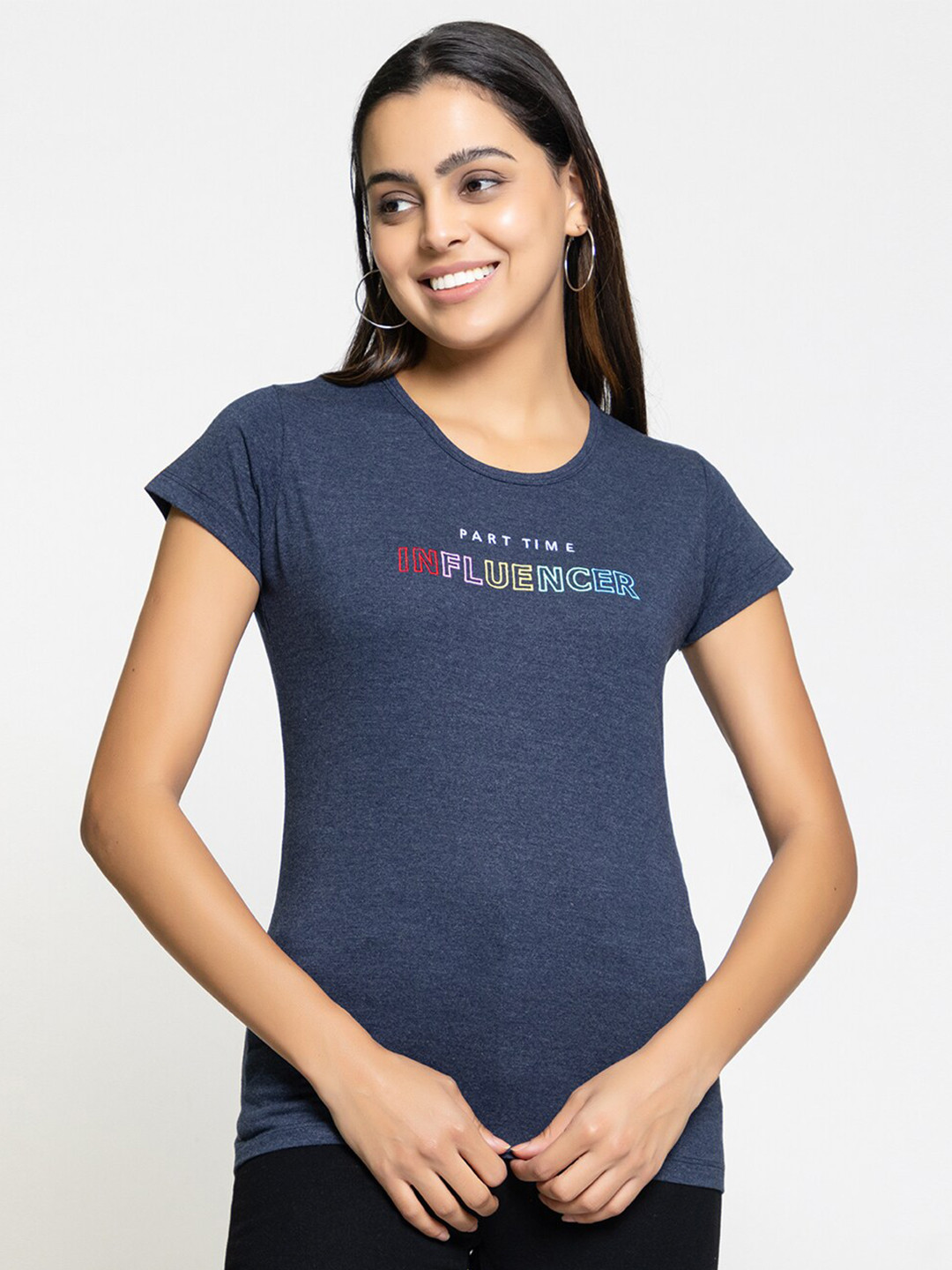 FEMEA  Typography Printed Cotton T-shirt