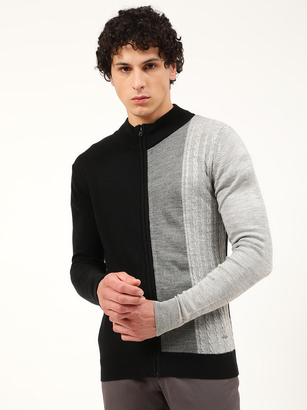 HARSAM Men Colourblocked Cardigan