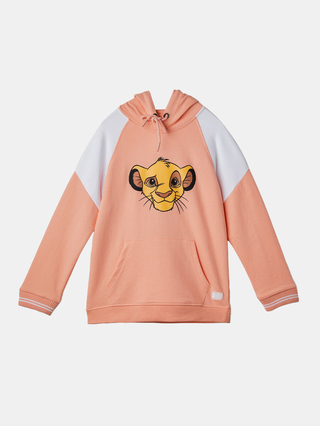 The Souled Store Girls Lion King Printed Hooded Pure Cotton Pullover Sweatshirt