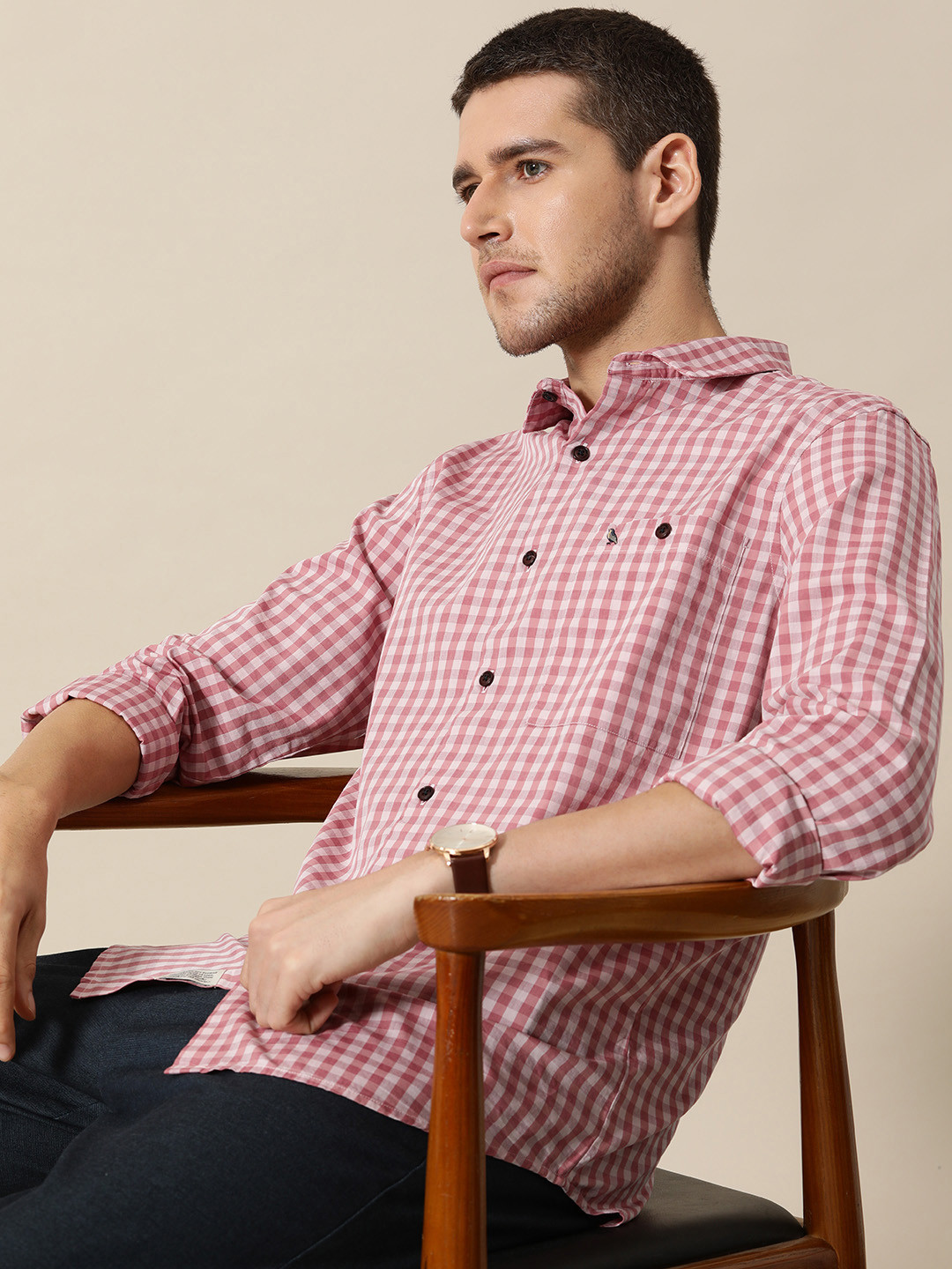 Mr Bowerbird Pure Cotton Tailored Fit Gingham Checked Casual Shirt