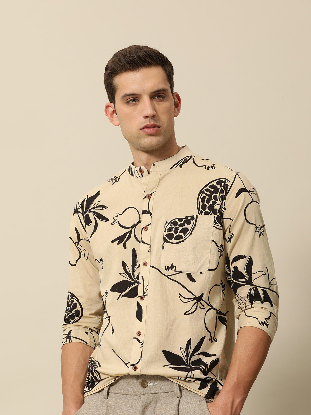 Mr Bowerbird Pure Cotton Tailored Fit Hand Block Printed Casual Shirt