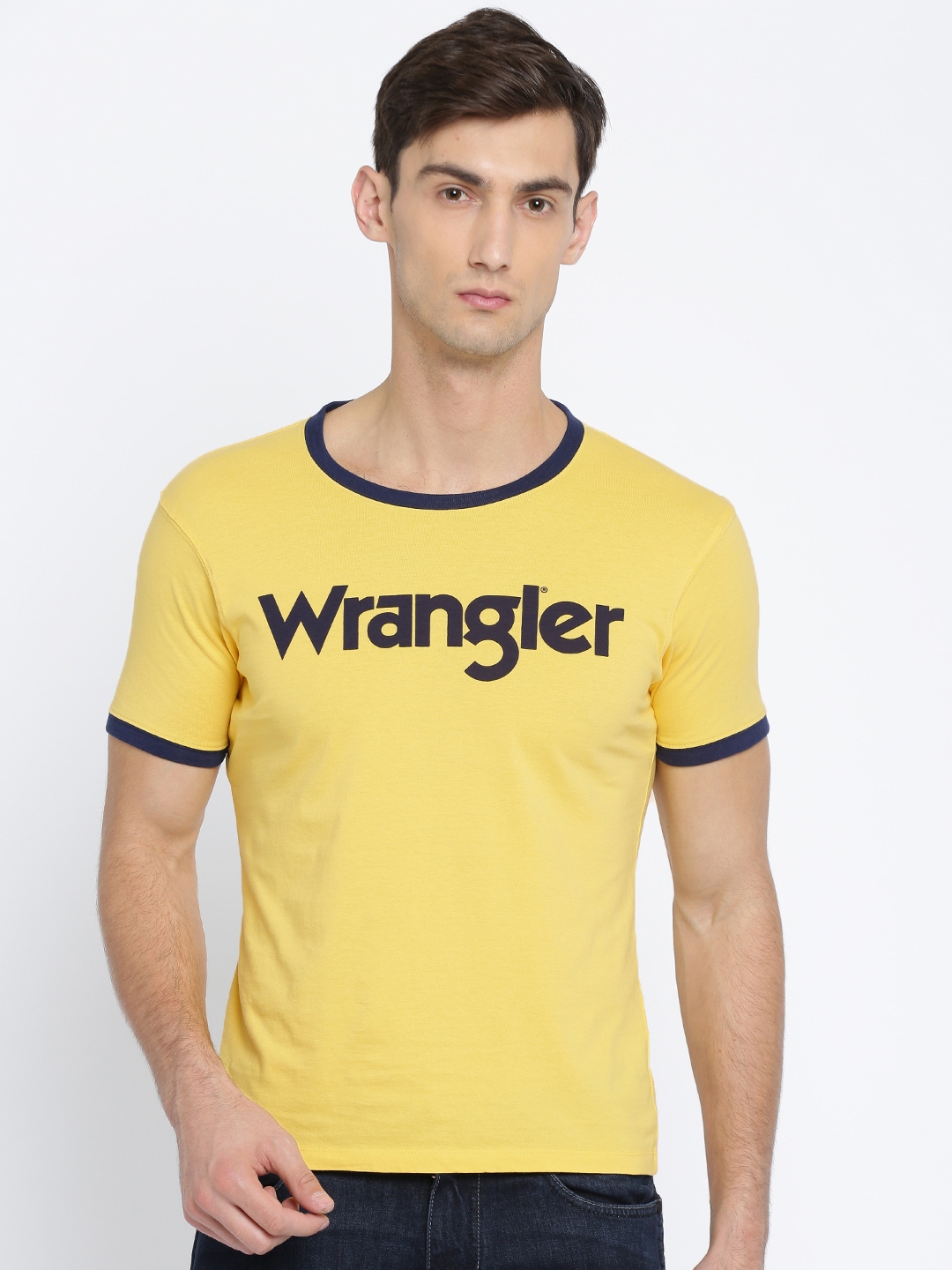 Buy Wrangler Men Yellow Printed Round Neck T Shirt - Tshirts for Men  2113134 | Myntra