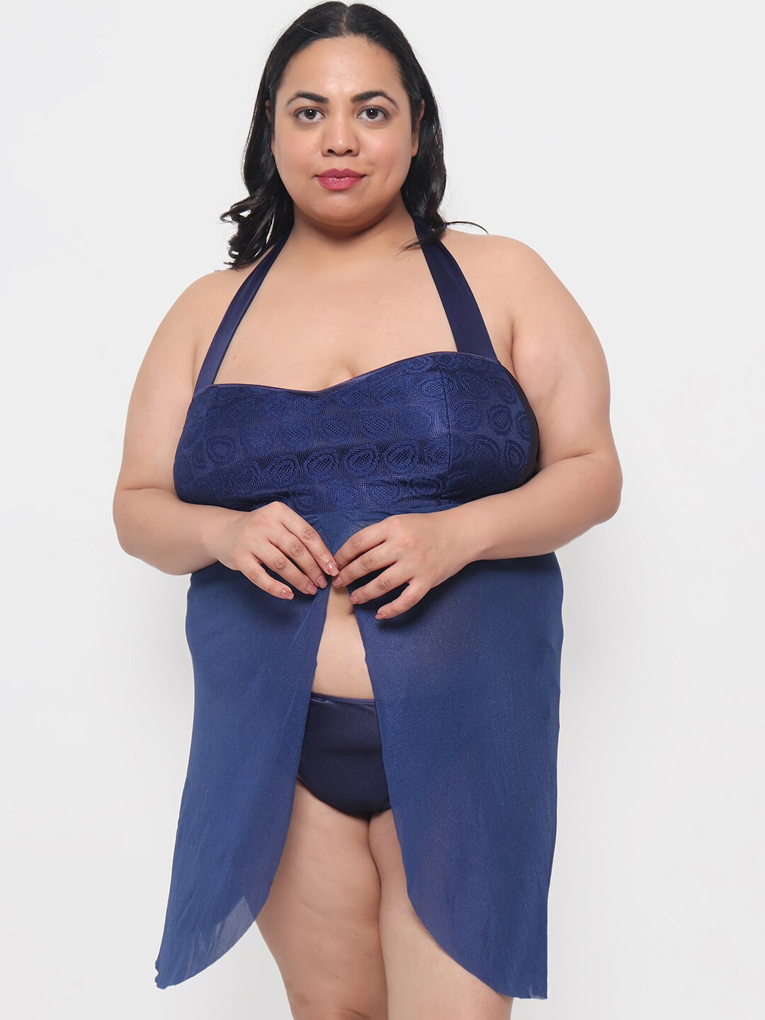 Klamotten Plus size Satin Baby Doll with Asymmetric