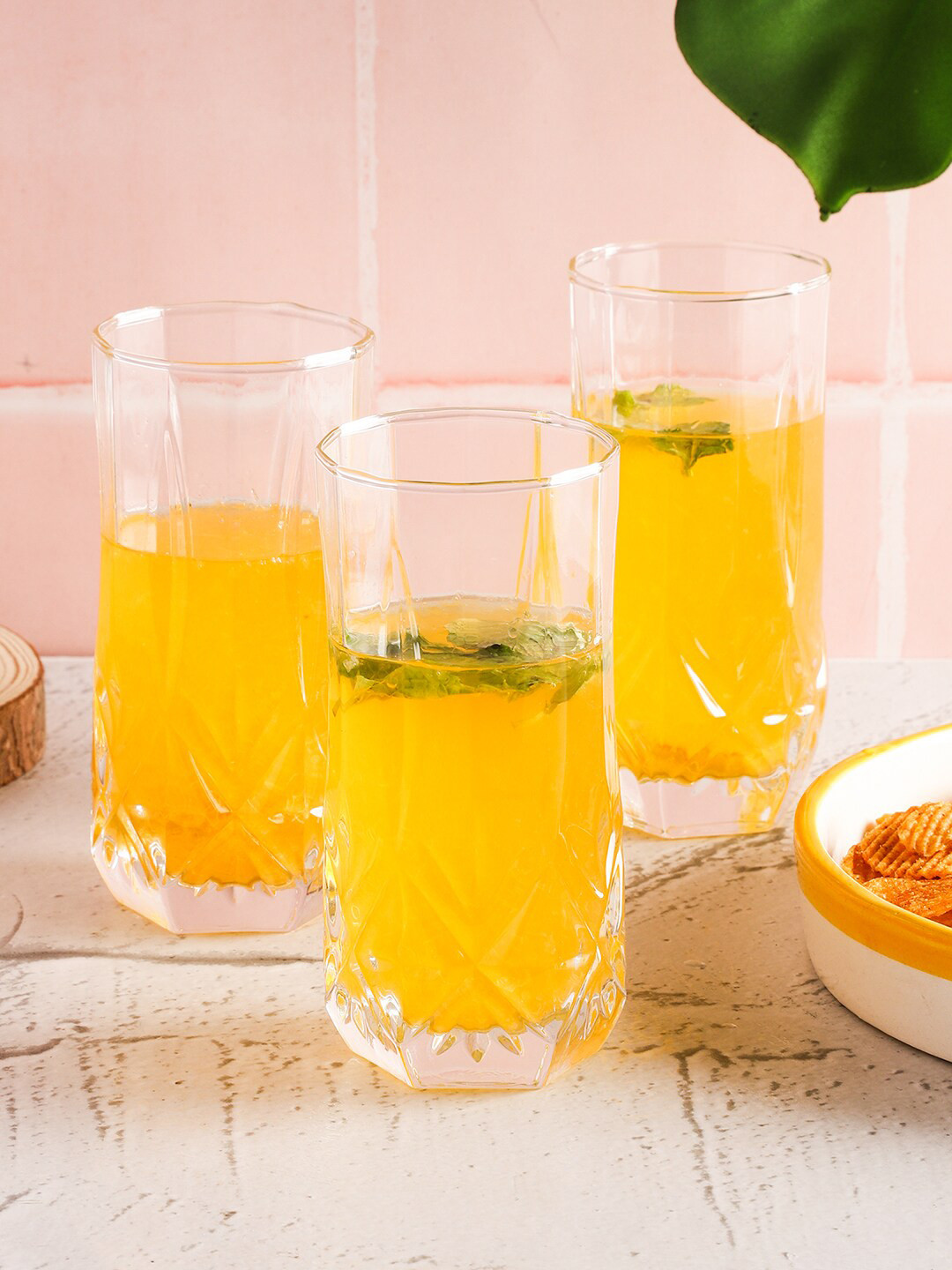 ceradeco Flower Cut Transparent Set Of 6 Juice Glass 285 ML Each