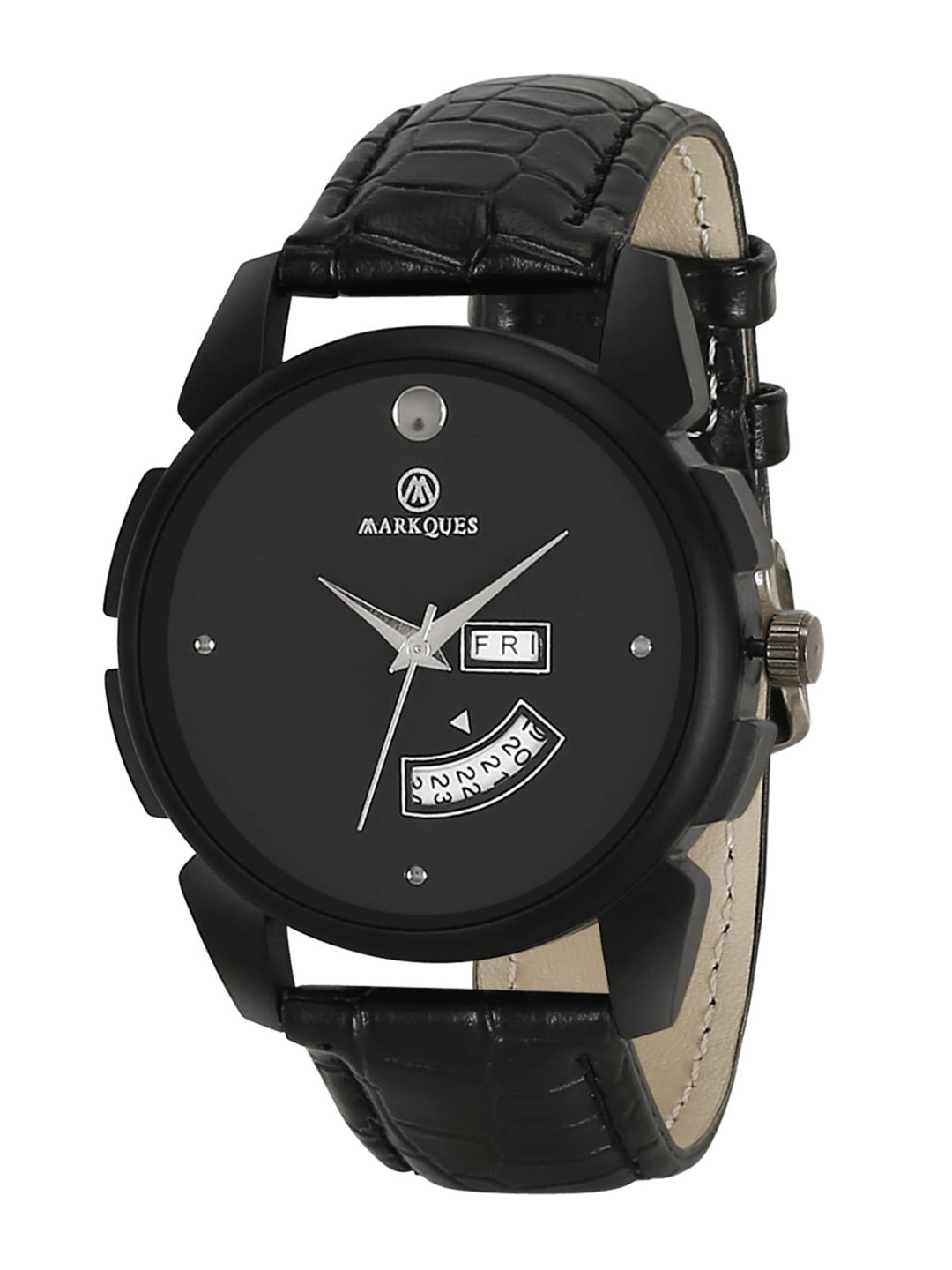 MARKQUES Men Solid Dial & Leather Strap Analogue Multi Function Watch STV-770101