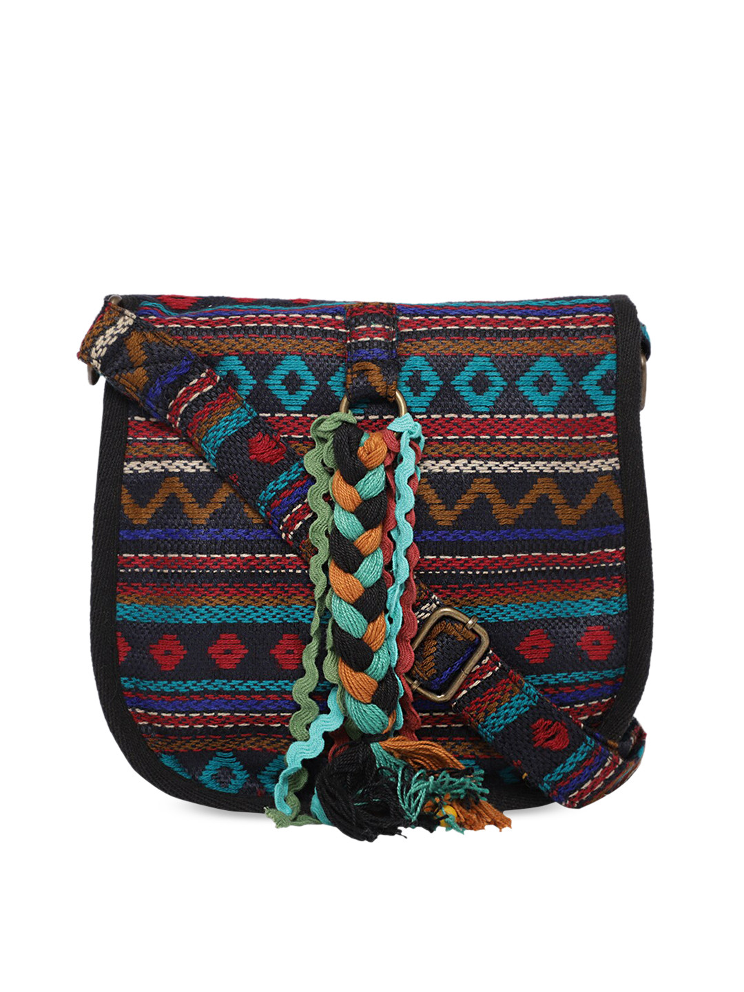 The House of Tara Textured Structured Sling Bag with Embelished Styling