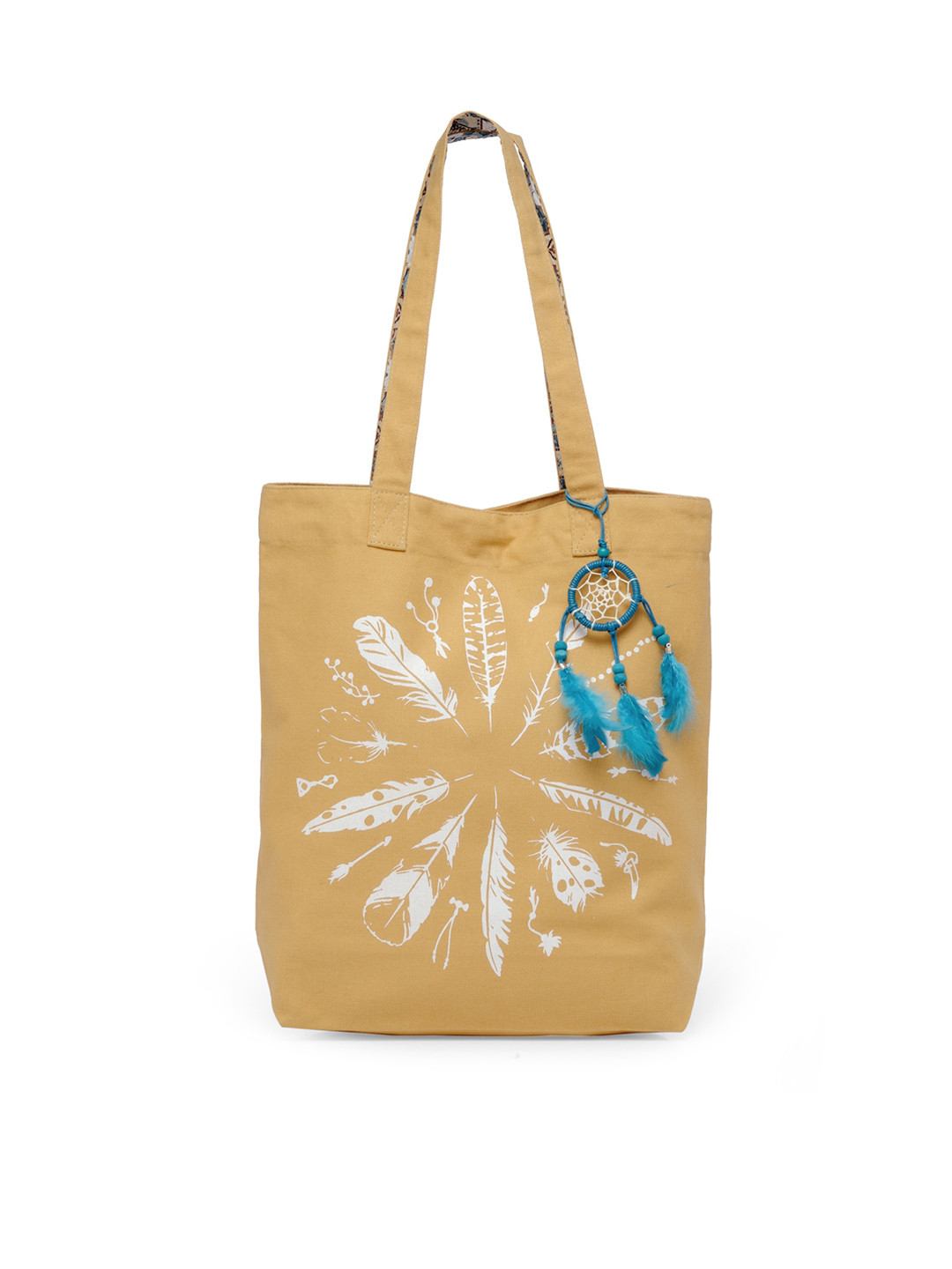 The House of Tara Printed Regular Structured Tote Bag with Tasselled Detail