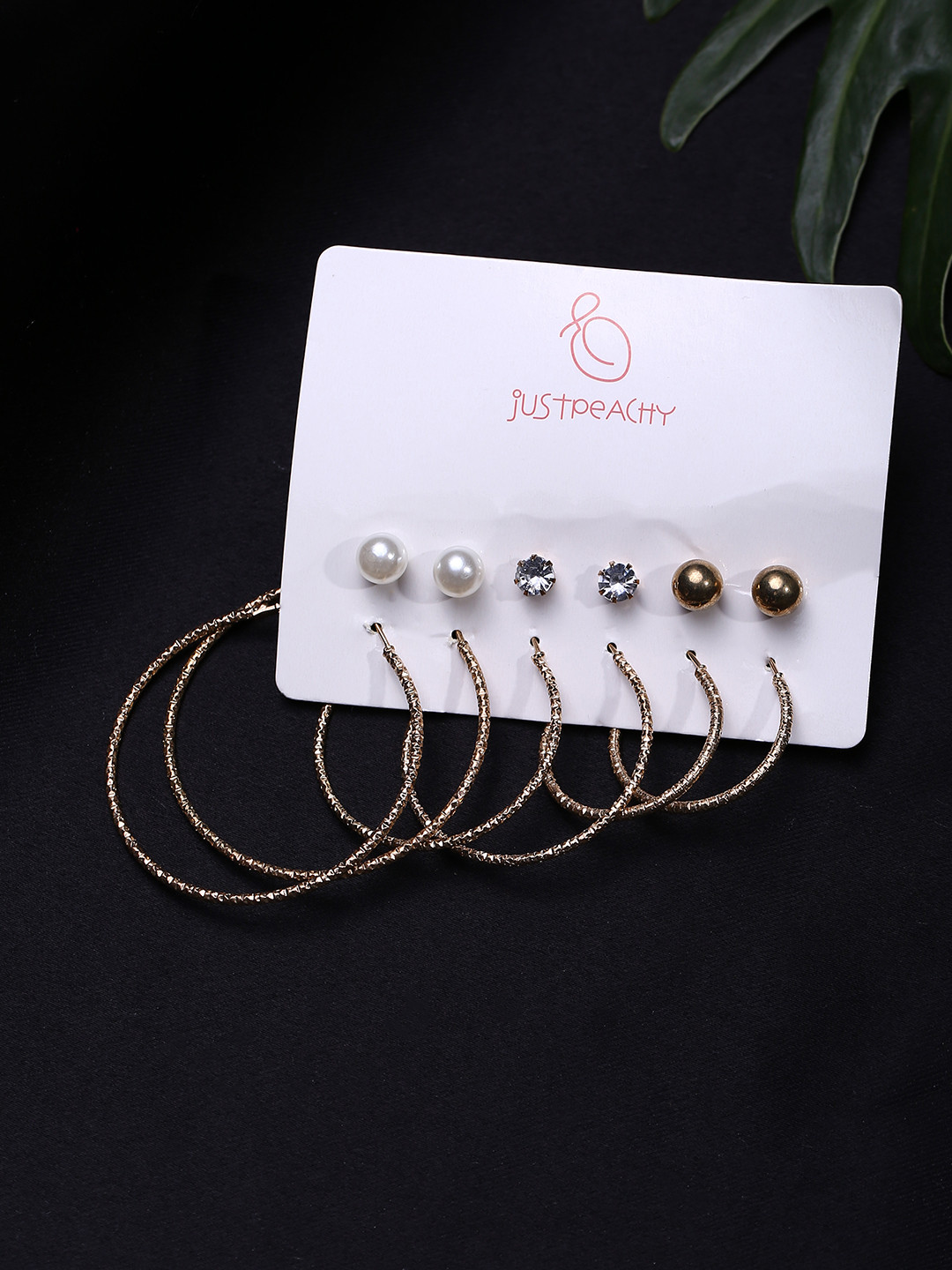justpeachy Pack of 6 Gold Plated Hoop Earrings