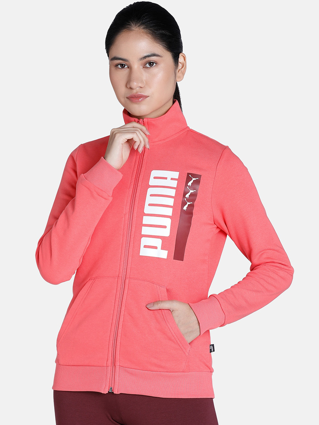 Puma Women Regular Fit Stylized Graphic Brand Logo Outdoor Cotton Sporty Jacket