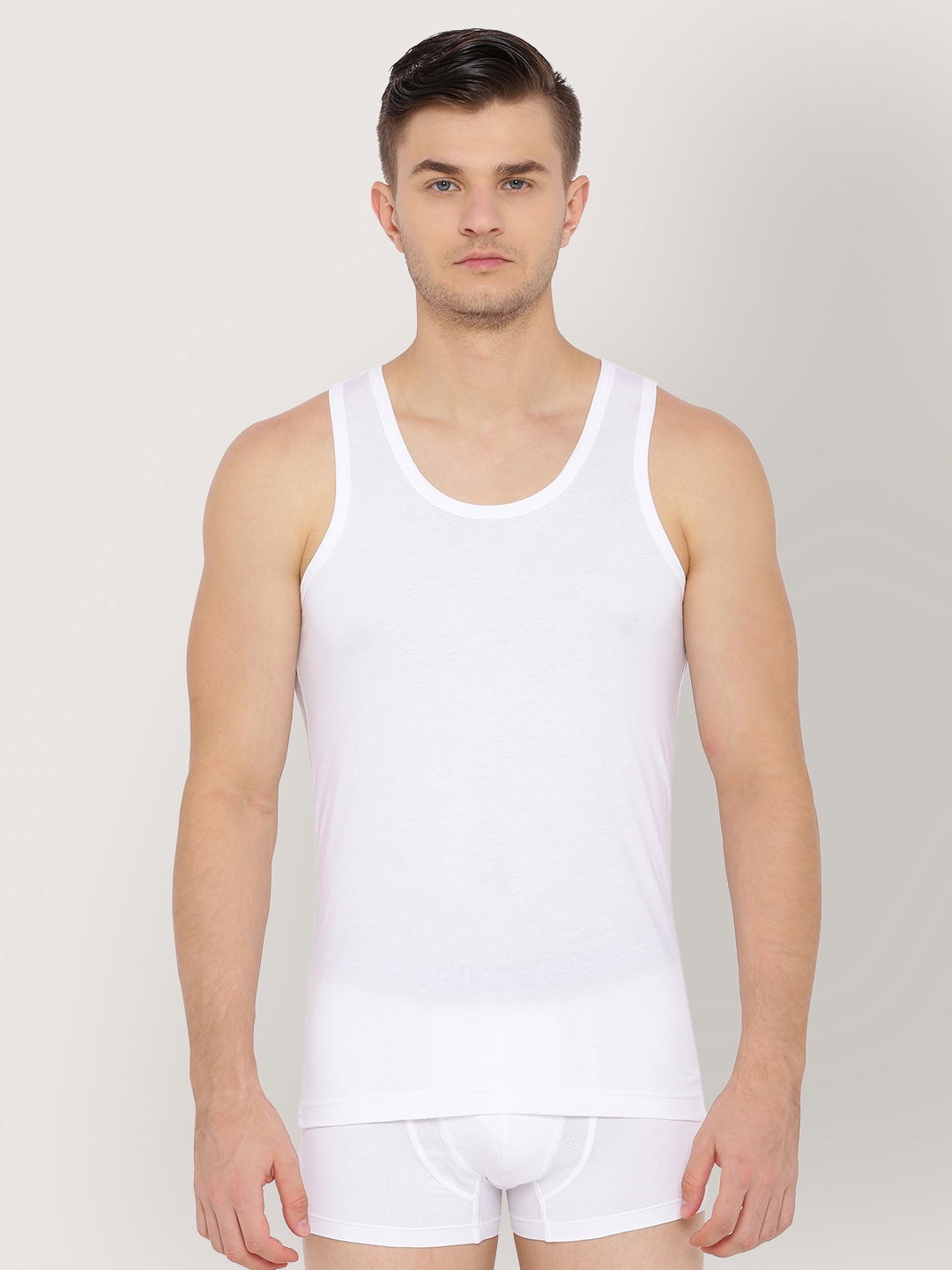 Buy Ramraj Men White Solid Pure Cotton Sleeveless Innerwear Vests