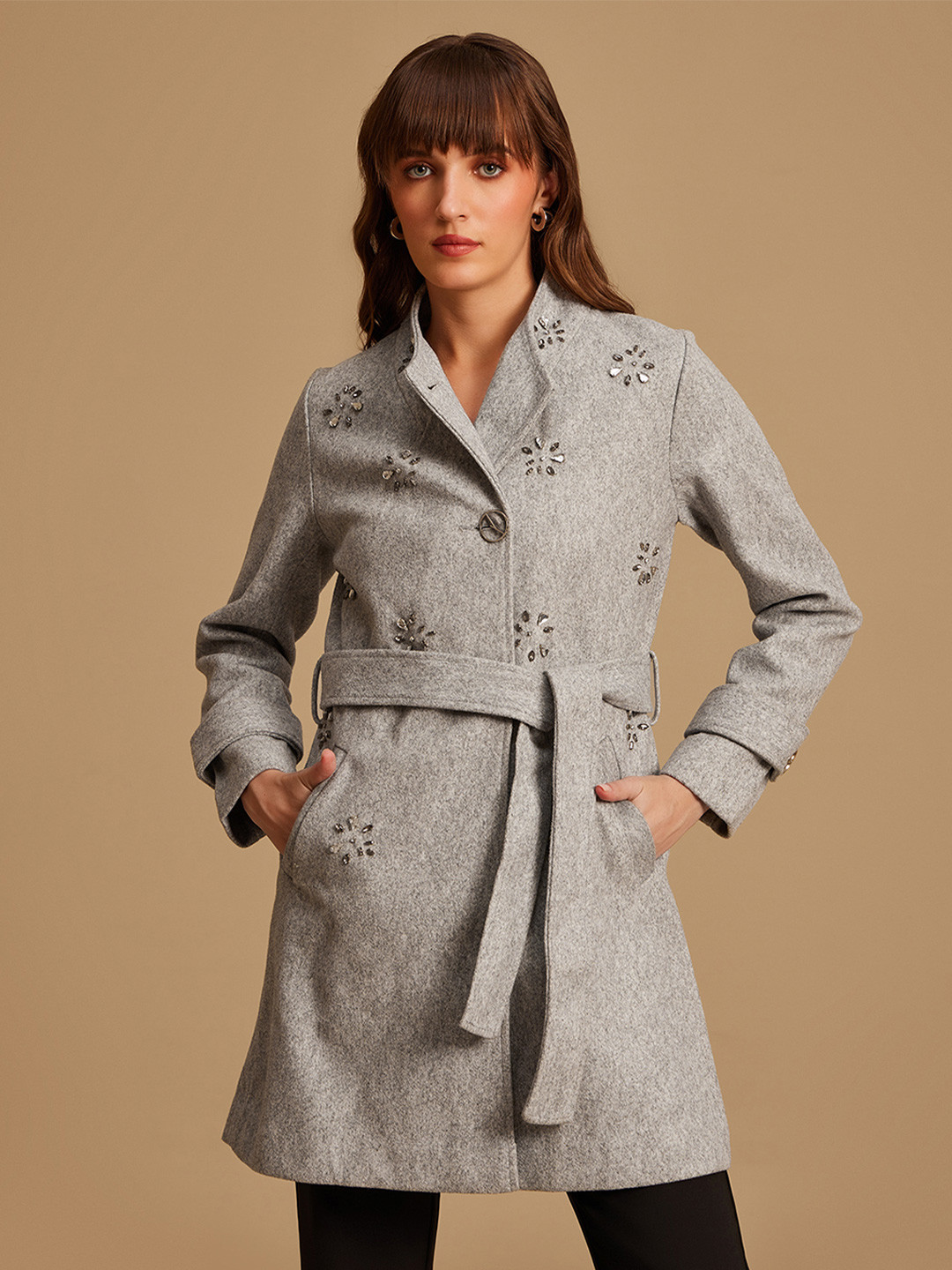 Kazo Women Embellished Over Coat
