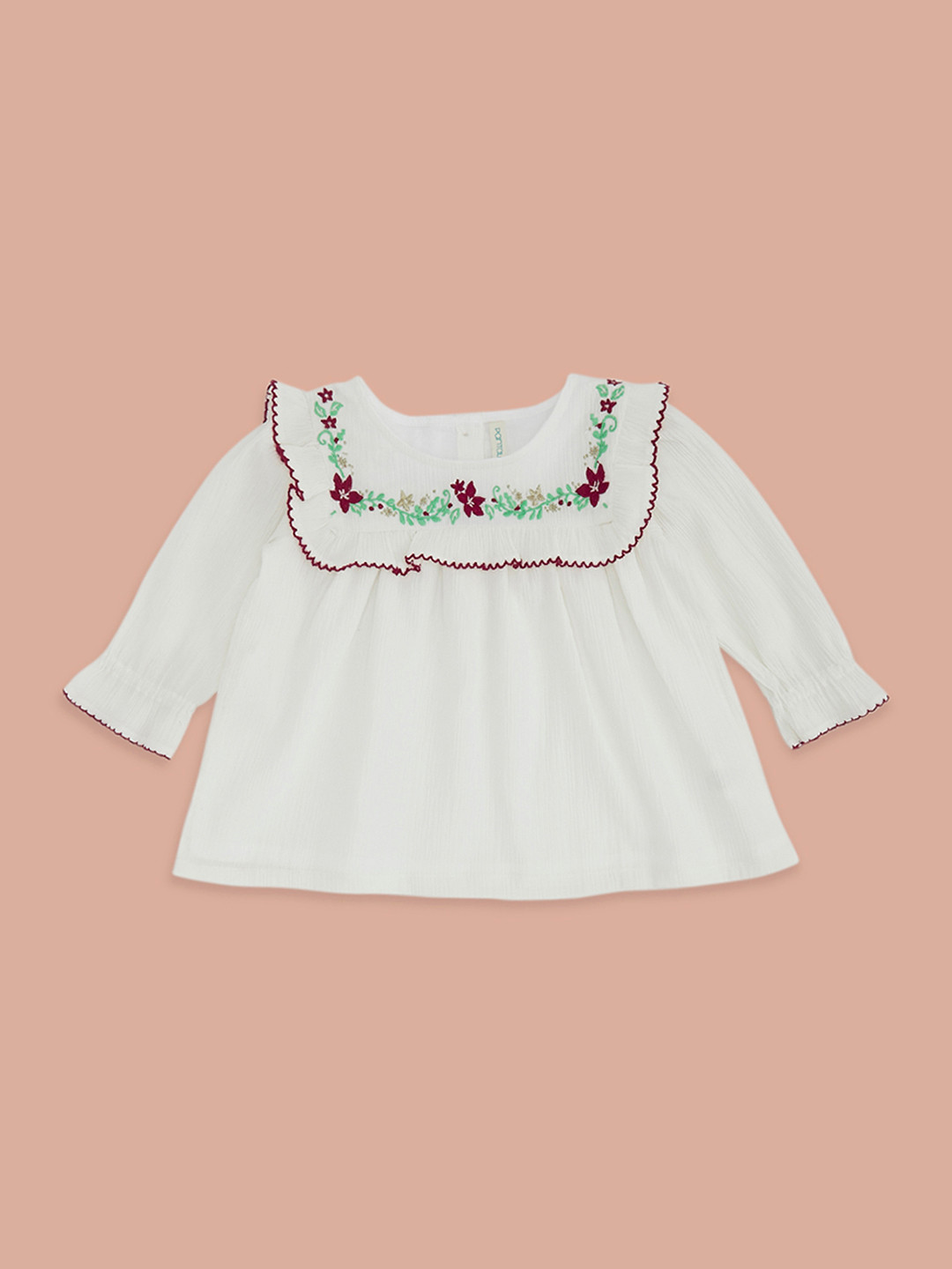 Pantaloons Baby Floral Embroidered Ruffles Top