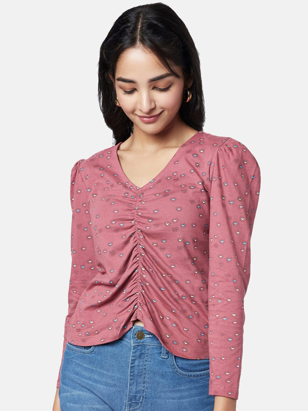 YU by Pantaloons Brown Print Top