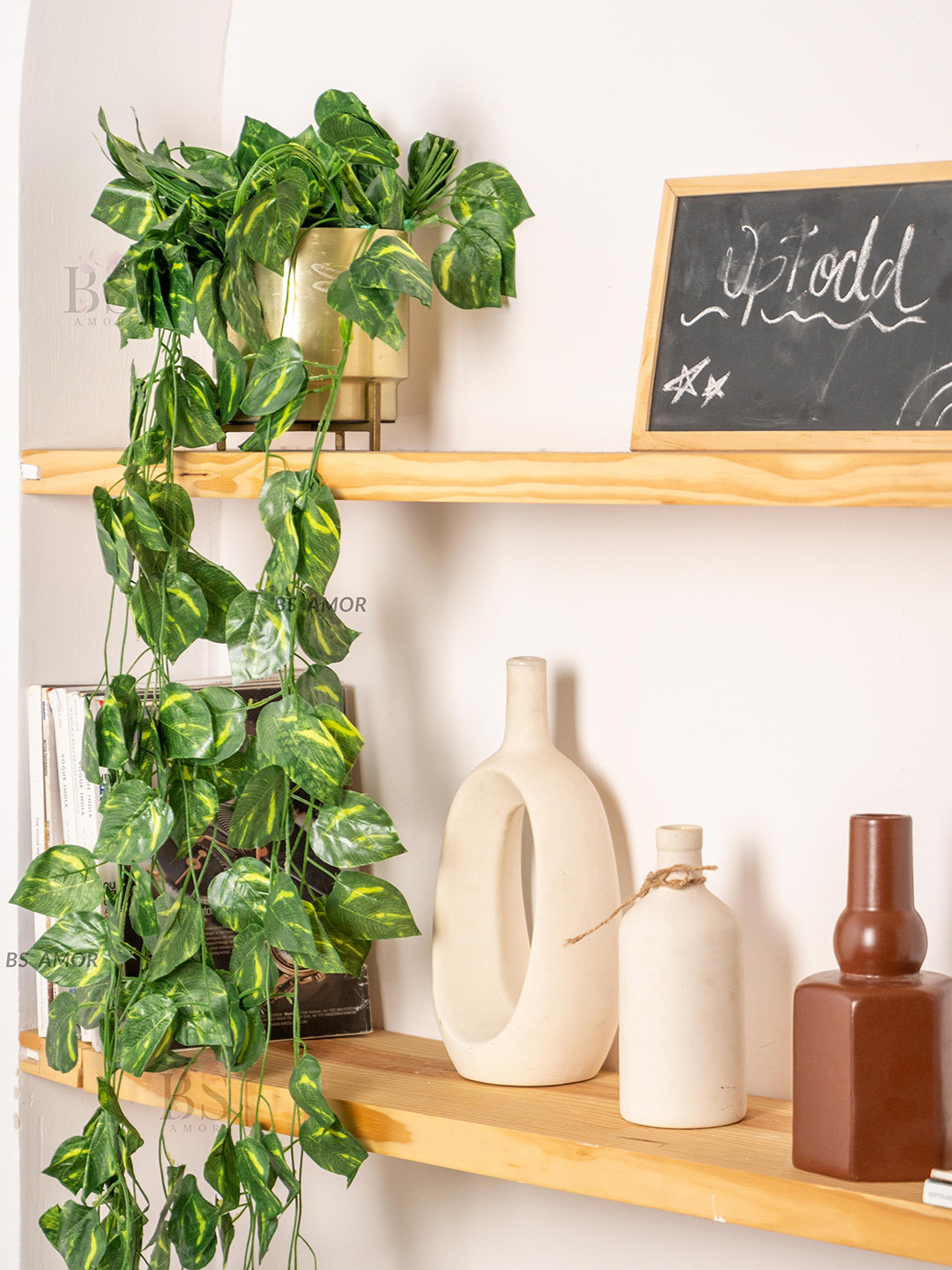 BS AMOR Green Pack Of 8 Creeper Bail Money Plant Decorative Artificial Flower