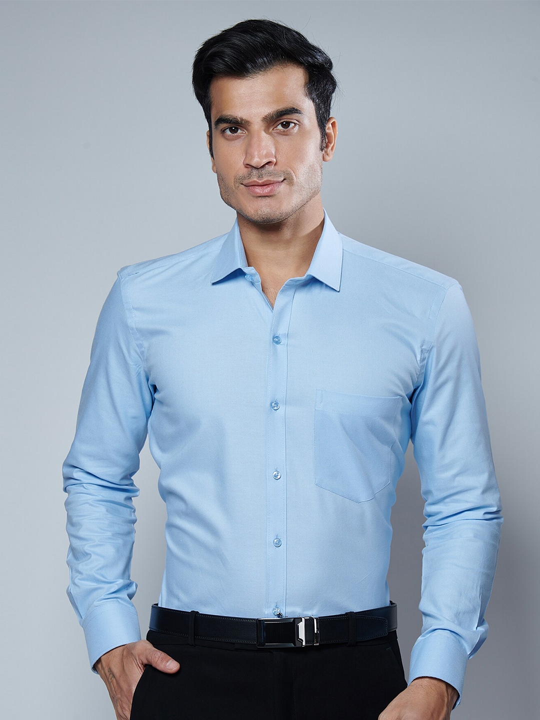 Peregrine by Pantaloons Teal Cotton Slim Fit Shirt